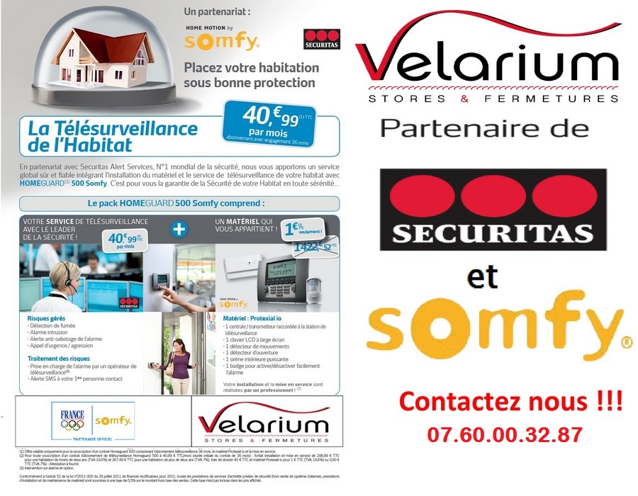 Flyer commercial Somfy et Securitas, offre alarme particuliers 40,99 €/mois
